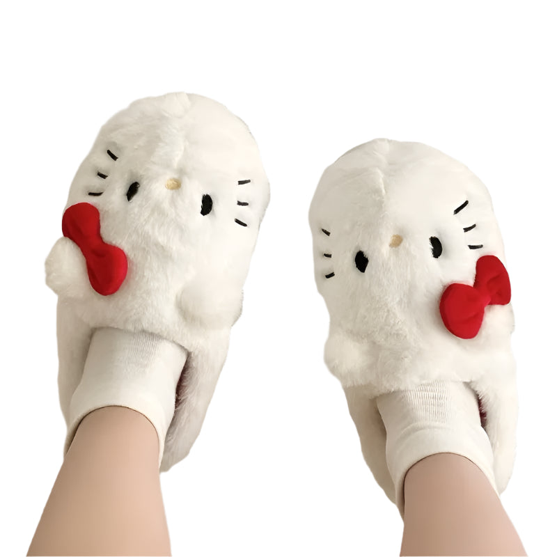 Sanrio Plush Slippers Hello Kitty Kawaii Cute Student Autumn Winter Bedroom Soft Padded Plush Bedroom Aldult Shoes Girls Xmas